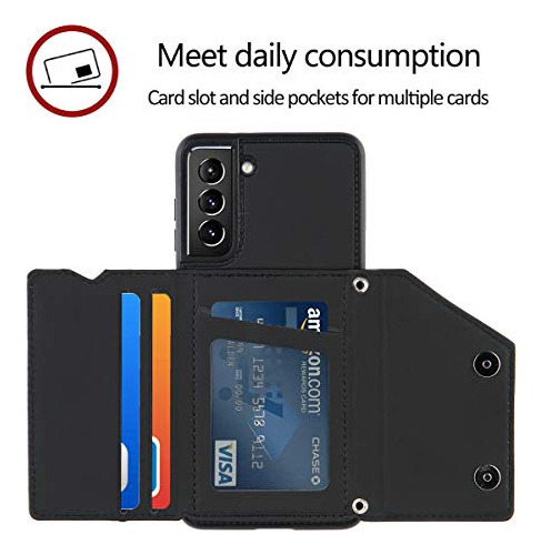 Funda Cartera Para Galaxy S21 Plus 5g Negro 6.7 PuLG 2021 Pi