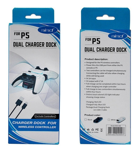 Imagen 3 de 5 de Base De Carga Doble Para Joystick Ps5 Snd-468z