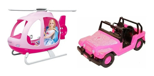 Helicoptero + Jeep Barbie Miniplay De Casa Valente