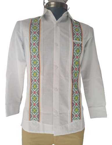 Guayabera Sabak-ché Blanca En Lino Real Italia Con Bordado 