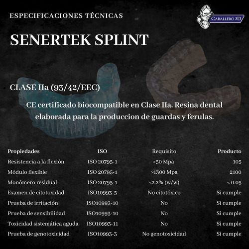 500 Ml Senertek Splint Resina Impresion 3d Biocompatible