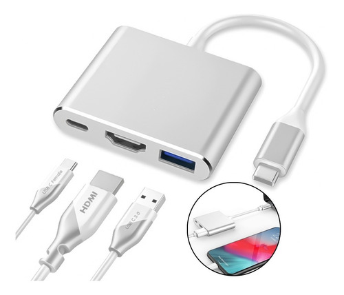 Adaptador Multipuerto Usb C A Hdmi 4k 3 En 1 Tipo C Hub Otec