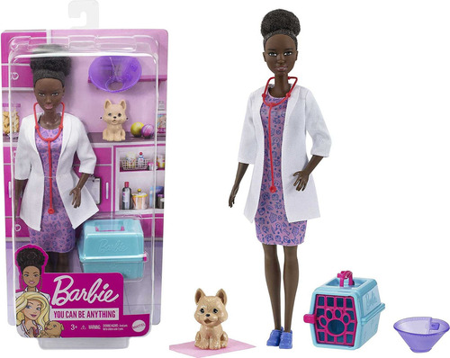 Muñeca Barbie Veterinary de piel negra Gtn84 - Mattel Gyj98