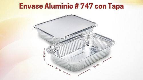 Bandejas Envases De Aluminio 747 Con Tapas Anime Por Bulto 