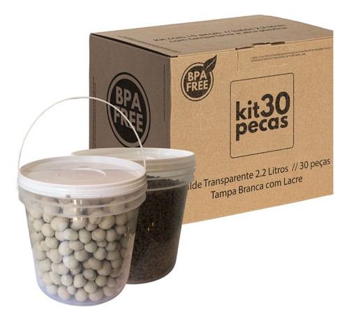 Balde Para Salada 3.2 Litros Transparente - 30 Pçs