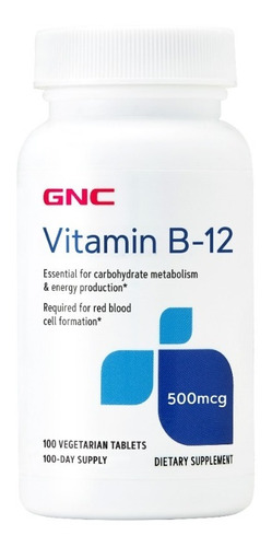 Gnc Vitamina B-12 500mcg - 100 Comprimidos Vegetarianos