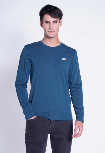 Polera Hombre Manga Larga Leon Azul Fw 2023 New Man