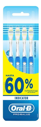 Cepillo de dientes Oral-B Pro-Salud Indicator suave azul pack x 4 unidades