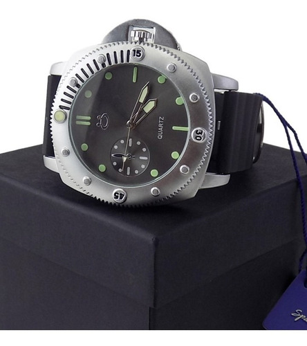 Relógio Masculino Prateado C/ Pulseira De Couro Original