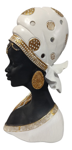 Adorno Figura Decorativa Africana Gorro Blanco, Alto 27cm.