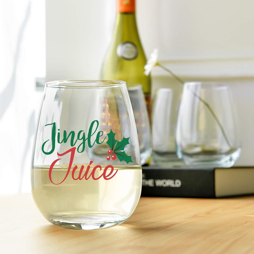 Copa De Vino De Navidad, Copa De Vino Sin Tallo De Jingle Ju
