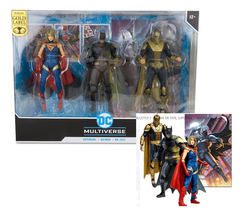 Mcfarlane 3 Pack Gold Label Supergirl Batman Dr Fate Figuras