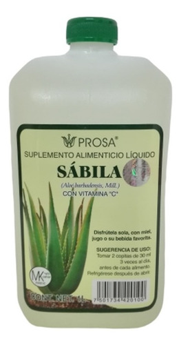 Bebida De Sabila Sin Sabor 1 Lt Prosa