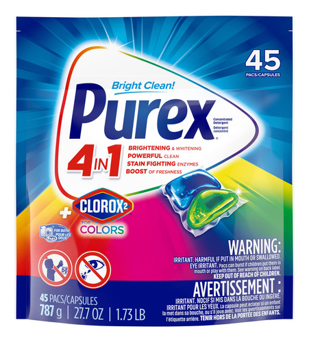 Purex - Detergente Para Ropa 4 En 1 Plus Clorox2, Fragancia