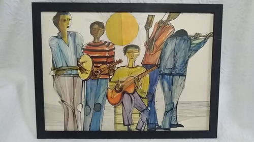 Quadro Gravura De Pintura Naif De Adenir Martins Ano 1967