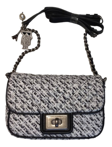 Crossbody Karl Lagerfeld Paris Agyness Blanco Con Negro 