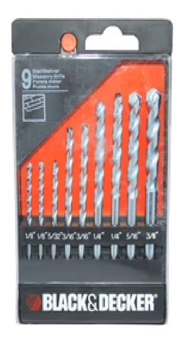 Juego De Brocas Para Concreto 1/8 X3/8  9 Pzas Black&decker