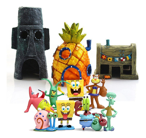 Kit De 11 Figuras De Bob Esponja, Adorno Para Acuario