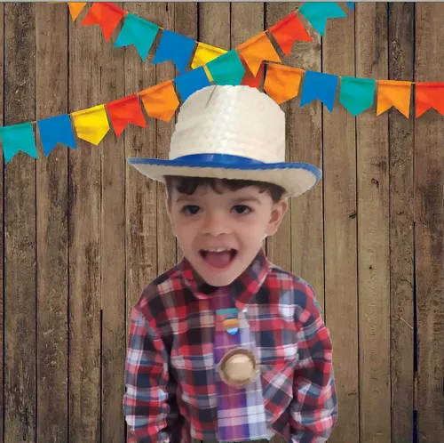 Sombrero de paja para niños Fiesta Junina Malandinhos Panama