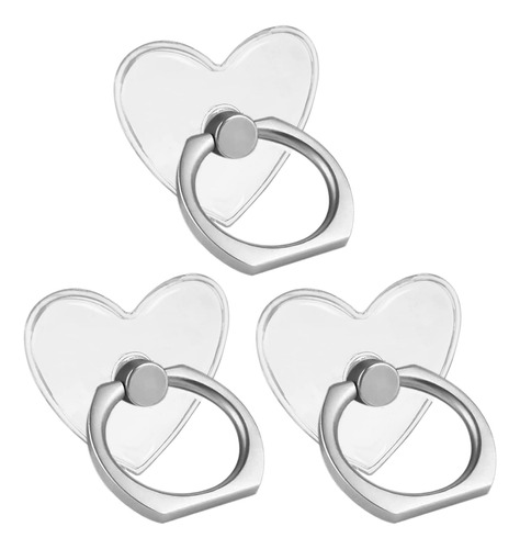 3 Anillos Para Celular - Transparentes/corazones