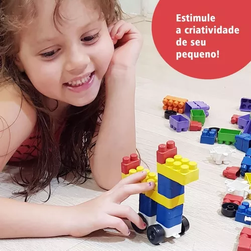 Blokitos 60 Peças Blocos de Montar Brinquedo Educativo de MadeiraBrinquedos  de MadeiraBambalalão Brinquedos Educativos