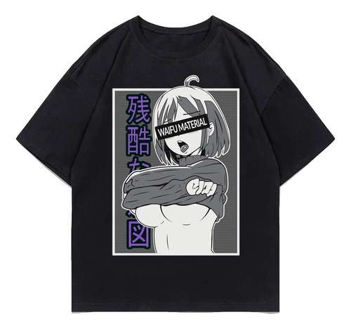 Camiseta De Algodón De Manga Corta Estampada Otaku Hentai