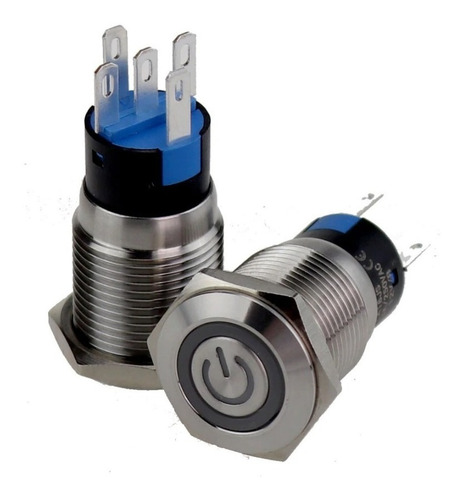 Imagen 9 de 9 de Pulsador Led 16mm 12v Acero Inoxidable