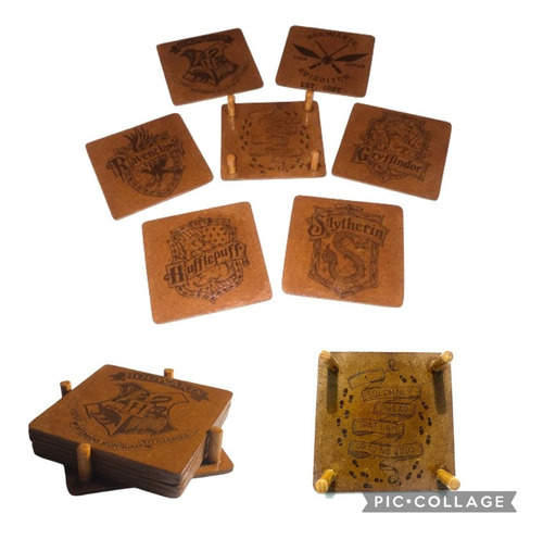 Harry Potter Escudos De Hogwarts Portavasos 6 Pz + Base