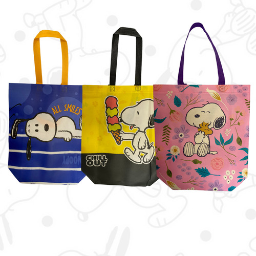 12 Bolsas Ecológicas De Snoopy | 3 Modelos Diferentes Blanco Snoopy
