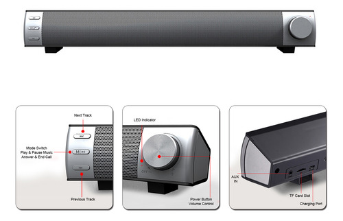 Altavoz Inalámbrico, Barra De Sonido De 10 W, Cine En Casa,
