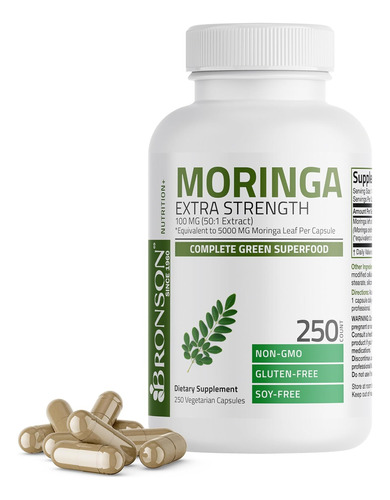 Moringa Oleifera 5000 Mg Alta Potencia 50:1 Natural 250 Cap