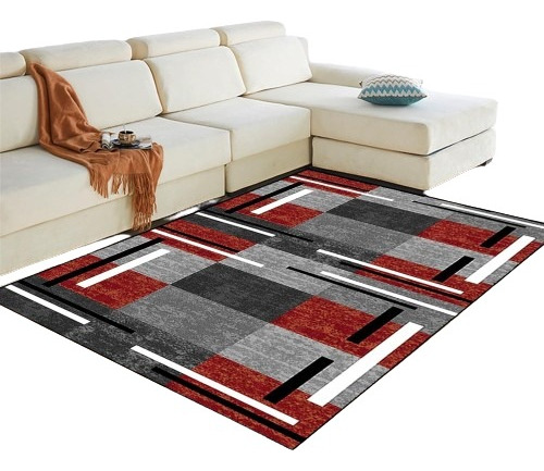 Alfombra Con Diseño Rojo Gris Y Blanco 2 0 0 X 2 4 0 Tf