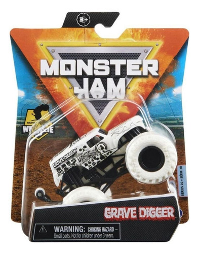 Carro Monster Jam Truck - Grave Digger Branco Sunny 2025