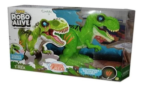 Dinossauro Robô Alive T-rex Anda E Rugi Verde Candide 1113 Cor Outro