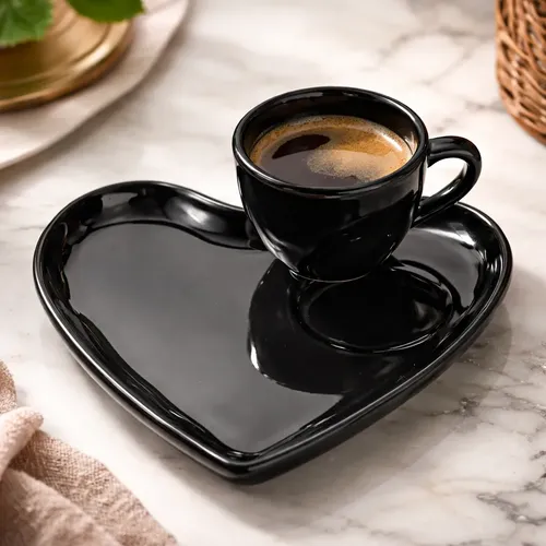 Xícara De Café C Pires Coração Cerâmica 100 Ml | MercadoLivre