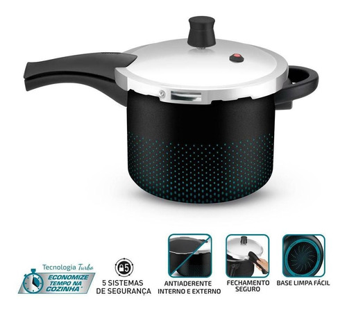 Panela De Pressão 7.6l Fechamento Externo Smart Rochedo Pret