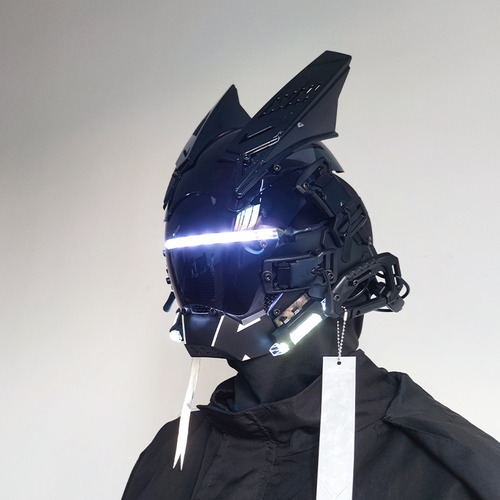 Máscara Cyberpunk White Light Bot Punk 2024 Com Função De Ca