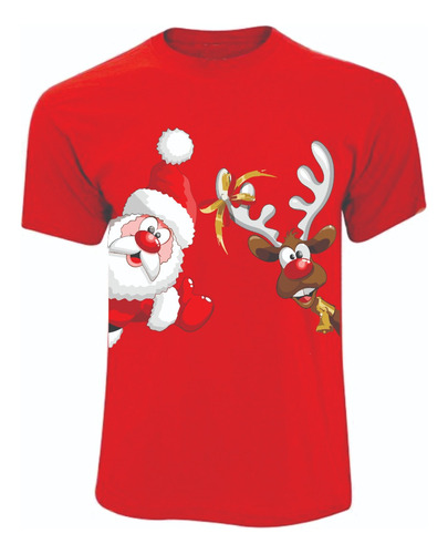 Camisetas Navidad Reno Papa Noel Santa Clauss Lado Mn