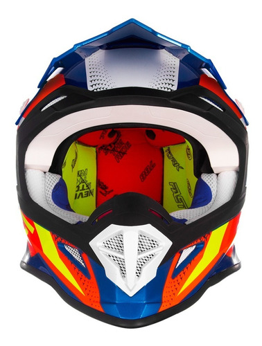 Capacete para moto cross Pro Tork Fast Fantasy azul e laranja tamanho 62
