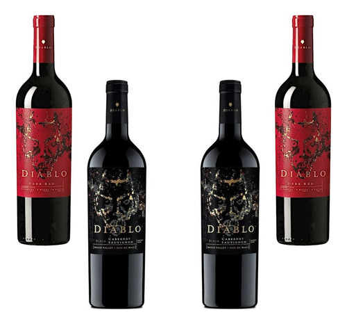 Vinho Diablo Dark Black Com Dark Red 750ml Kit C/ 4 Unidades