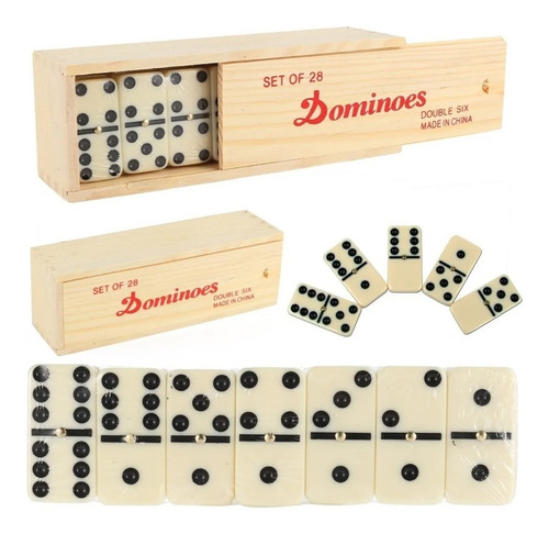 Imagen 2 de 5 de Domino Caja Peque De Madera Tamaño Piezas 4,7x2,4x0,8 Cms.