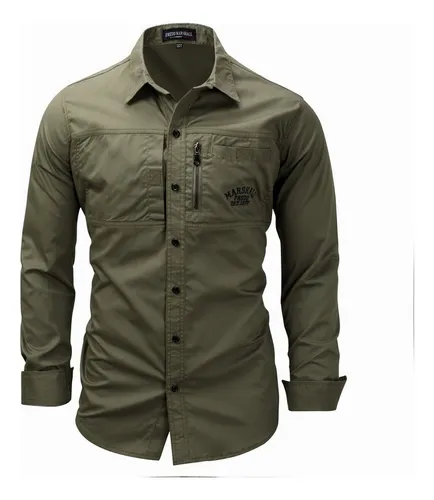 Camisa Verde Militar Hombre | MercadoLibre