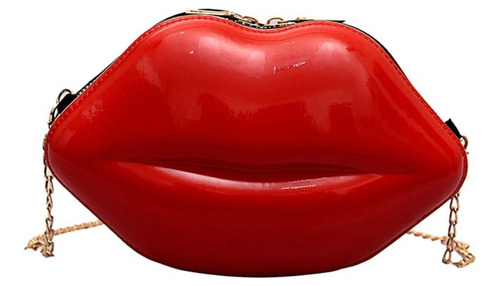 Bolso De Mensajero Labial De Color Liso Con Forma De Labios