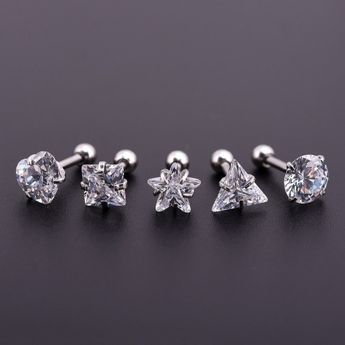 3 Aros Helix Tragus Piercing De Acero Quirurgico A Eleccion Color CUADRADO