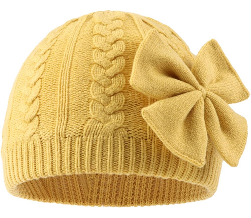 Gorro Para Bebe De 0 A 6 Meses Diseño Tejido Color Amarillo
