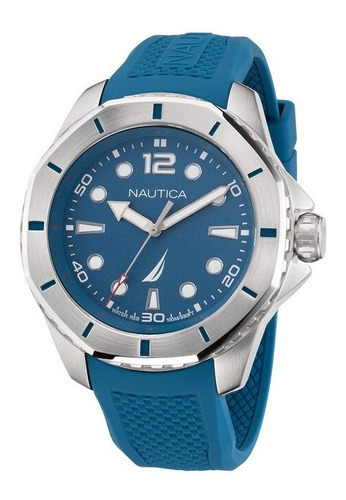 Reloj Nautica Koh May Bay Modelo: Napkmf203 Color De La Correa Azul Color Del Fondo Azul