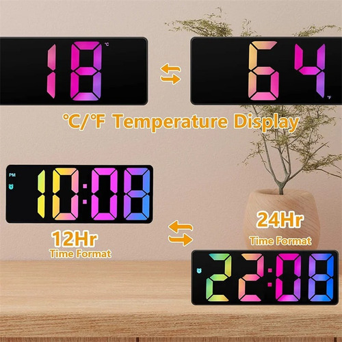 Reloj Despertador Led Digital De Escritorio Multicolor