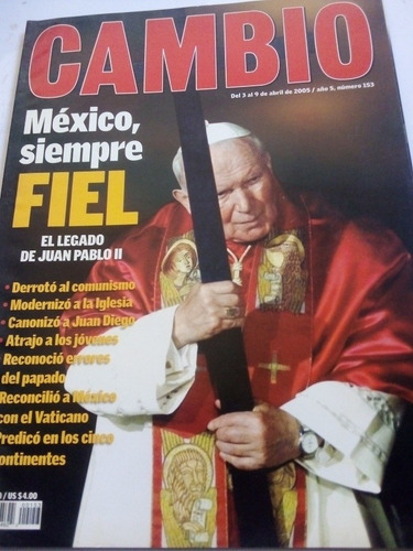 Revista Cambio Juan Pablo Ii Fallecimiento México S. Fiel