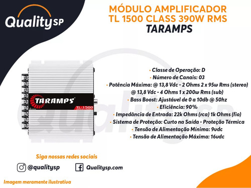 Módulo Taramps Digital Tl1500 390w Rms 3 Canais Class D