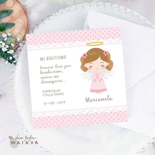 Imagen 7 de 10 de Estampas Tarjetas Bautismo De Nenas X 2u